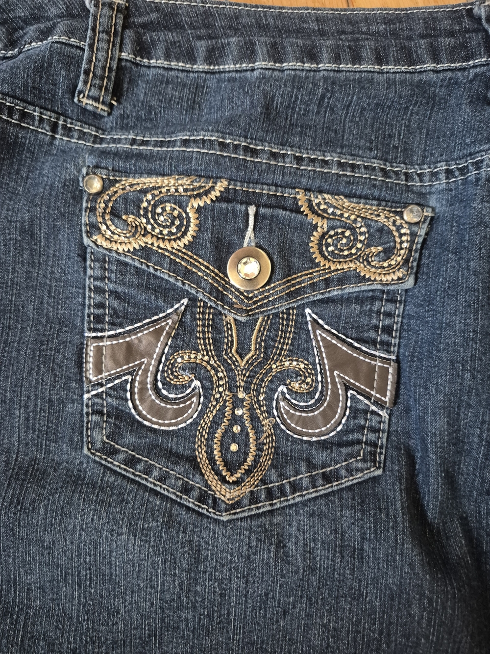 Cato Dark Blue Bootcut Jeans with Gold Embroidered Back Pocket
